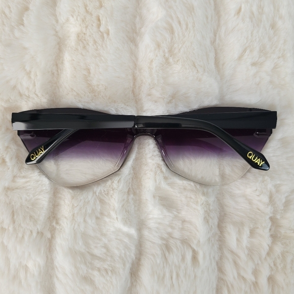 QUAY // ltd ed saweetie collaboration retro-mod sleek rimless smoke fade lens main image 5